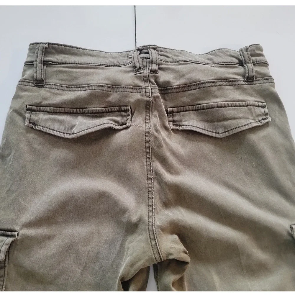 H&M LOGG Women Olive Green Skinny Cargo Pants Utility Slim Fit Size 10 0613666 9